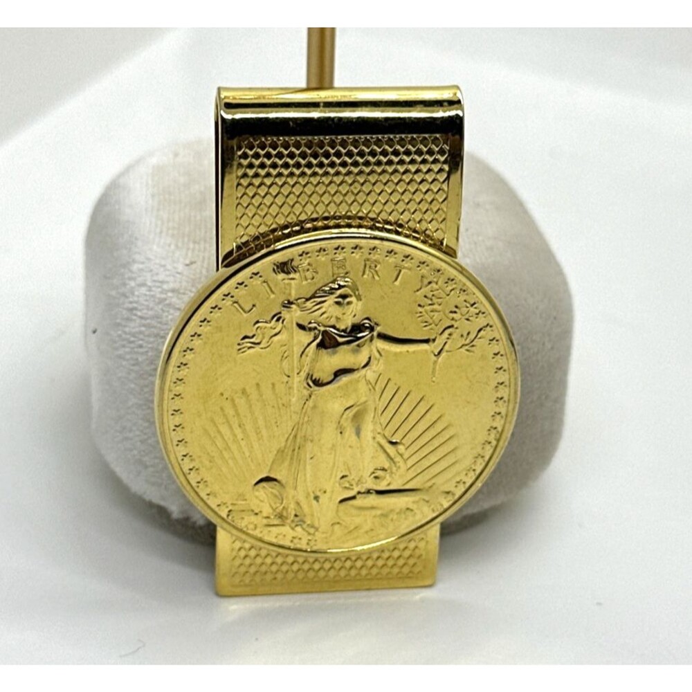 Men’s Gold Tone Coin Money Clip Faux Liberty Coin
